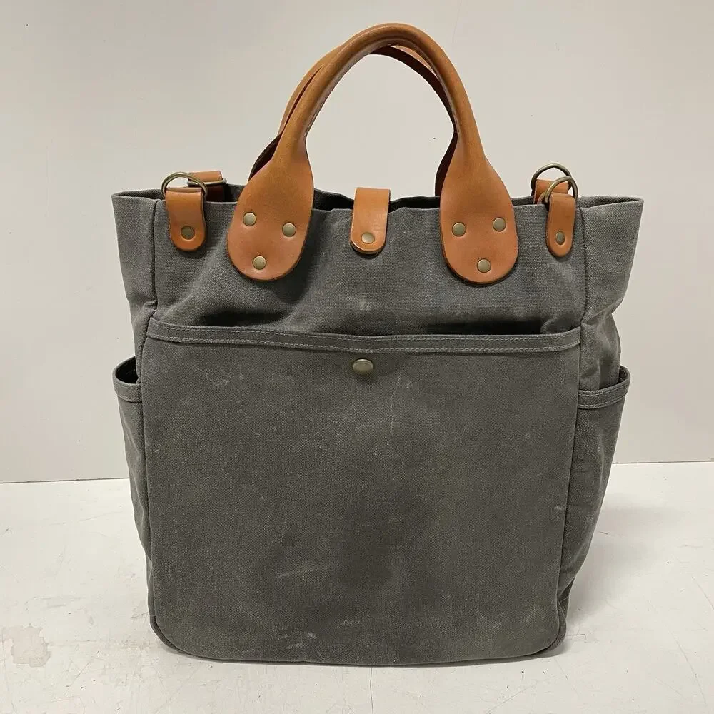 Winter Session Garrison Bag USA Made Waxed Canvas Carryall Tote Leather Brass